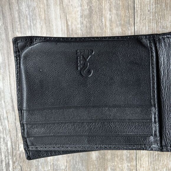 Guess Wallet Slim Fold Leather Black Men's Women's Embossed - Picture 10 of 11